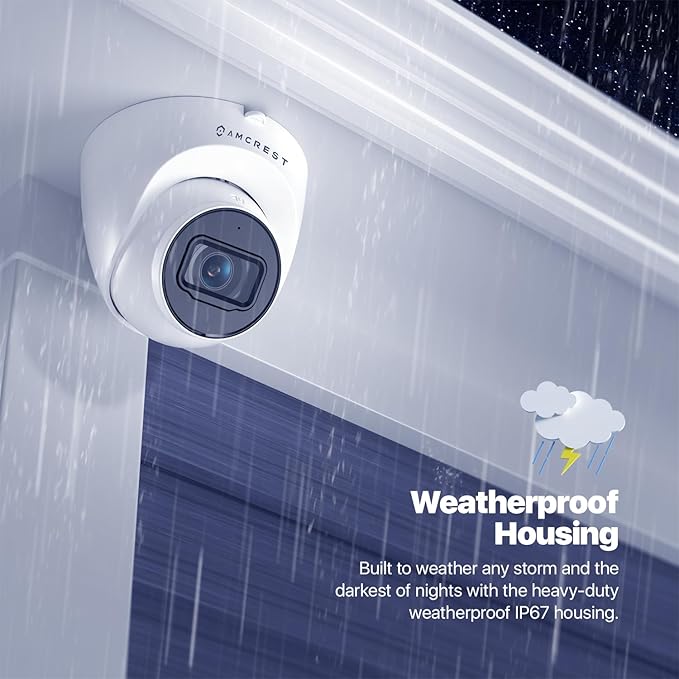 Amcrest 5MP Turret POE Camera, UltraHD Outdoor IP Camera POE with Mic/Audio, 5-Megapixel Security Surveillance Cameras, 98ft NightVision, 132° FOV, MicroSD (256GB), (IP5M-T1179EW-AI-V3)