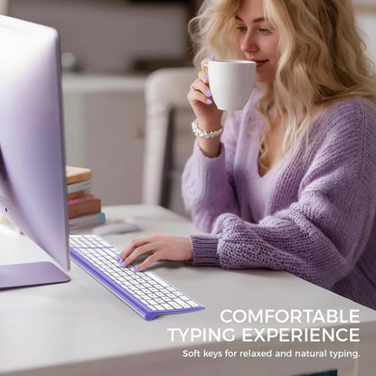 iClever Bluetooth Keyboard Quiet Typing Multi-Device USB-C Rechargeable – Slim Wireless Keyboard for Mac Windows iPad Office