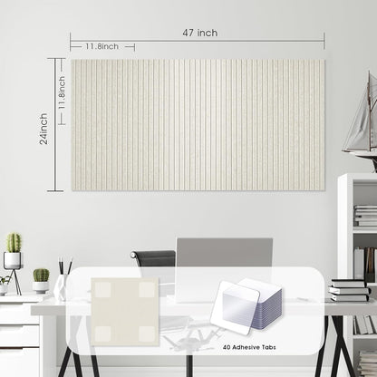 Large Cork Board for Office, 8 Pack Felt Wall Tiles with Slat Wall Paneling, Felt Bulletin Board Pin Board Cork Boards for Walls - Oatmeal