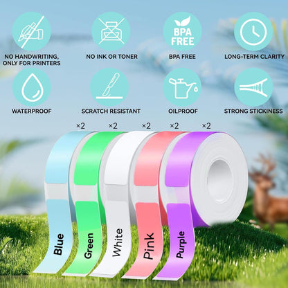 D30 P21 Label Maker Tape Refill 12mm×40mm(0.47"x1.57") Sticker, Laminated Thermal Label Tape Replacement, 1650 Labels/10Rolls, High Definition Labeling Tape for Home Office School Hotel