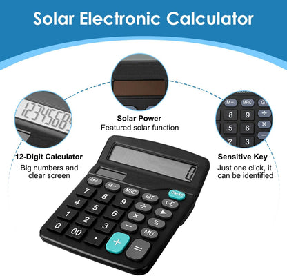 8 Pack Office Calculators Desktop, 12-Digit Solar Basic Desktop Calculator Dual Power Electronic Calculators with Large LCD Display Big Button for Office Home and School