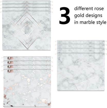 Y YOMA 12 Pack Rose Gold Hanging File Folders Letter Size Decorative File Folder Cute Pretty Hanging Folder Organizer for Filing Cabinet Office Home with 1/5-Cut Adjustable Tabs, 3 Marble Design