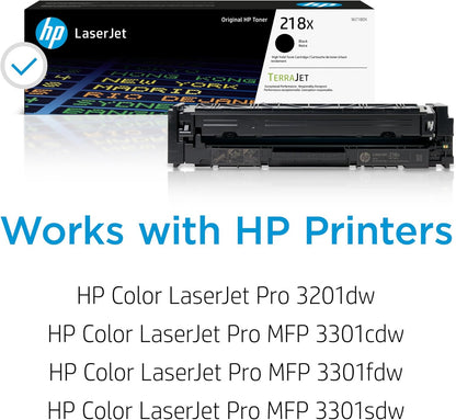 HP 218X Black High-Yield Toner Cartridge | Works with Color Laserjet Pro 3201, MFP 3301 Series | W2180X