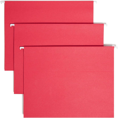 Smead Standard Hanging File Folders, 25 Count, Red, 1/5-Cut Adjustable Tabs, Letter Size (64067)