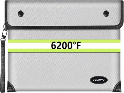 6200°F Upgraded Fireproof Document Bag with Waterproof Zipper,9 Layers of Heat Insulated Materials,Fireproof Money Bag for Cash,Valuables and Important Documents（Not Suitable for A4 Files）