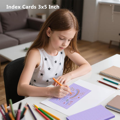 600 Count Index Cards 3 x 5 Inch Purple Lined Flash Cards Ideal for Studying and To-do-List, Portable Note Cards Taking for Students and Teachers, Flash Card Styled for Home, Office or School Use