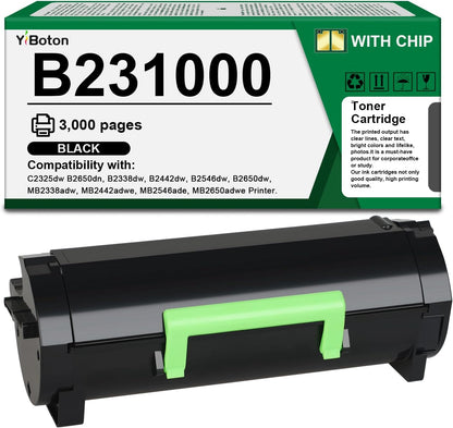 High Yield B231000 Black Toner Cartridge Compatible with Lexmark B231000 Toner Cartridge for B2338 B2442 B2546 B2650 MB2338 MB2442 MB2546 MB2650 Laser Printer(3,500 Pages)