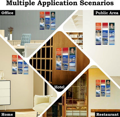 Acrylic Brochure Pamphlet Holder, 9 Magazine Holders, Clear Brochure Display Stand Wall Mount, Trifold Flyer Rack, Literature Storage Rack for Home, Offices, Waiting Room