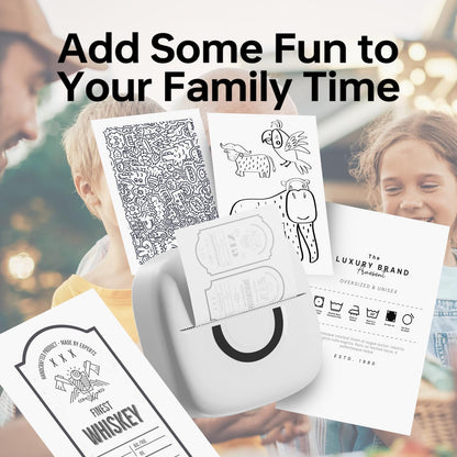 Mini Printer Sticker Thermal Printer with 3 Rolls Paper, Bluetooth Portable Phone Print Pods,Study Sticker Maker for Pictures, Photos, Journals, DIY, Compatible with Phone & Tablet