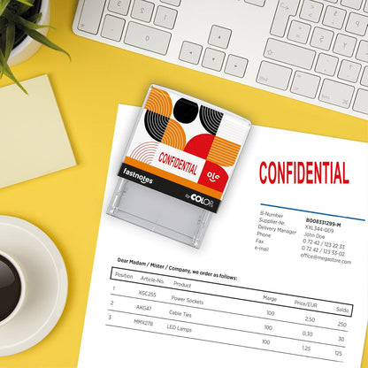 Fastnotes Confidential Self-Inking Rubber Stamp by COLOP - Great for Office Documents, Notary, Warehouse, Accounting Paperwork, Business, and Legal Documentation - Red Ink (Confidential- Red)