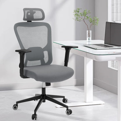Ergonomic Desk Office Chair, High Back Home Computer Chair with Adjustable Swivel 3D Armrests for Comfort Lumbar Supports Up to 400lbs (Grey)