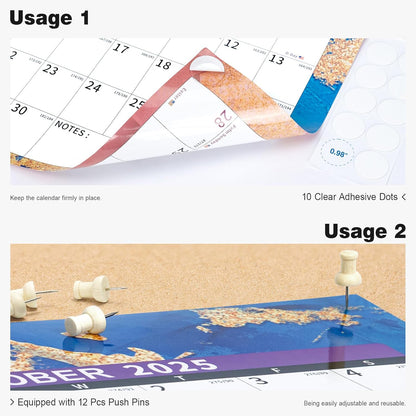 Ospelelf Large Dry Erase Calendar for Wall - 32'' x 48'' Yearly Calendars 2025-2027 Laminated Monthly Family Calendar for Office, Use July 2025 - June 2027 (Marble)