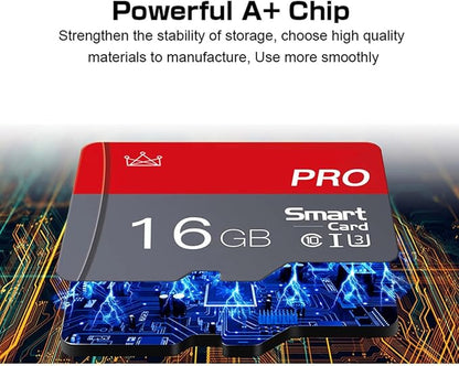 Micro Memory Card 16GB 2-Pack Memory Cards 16GB with Adapter Class 10 High Speed Mini TF SD Card for Smartphones/Camera/Tablet 2-PCS