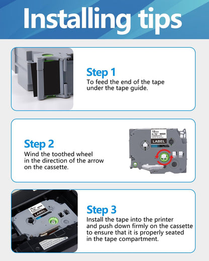 Weemay Compatible 3 Pack TZe-345 Replacement for Brother P-Touch Label Tape 18mm 0.7 White on Black 3/4 TZe TZ Tape TZ-345 TZ345 TZe345 for PT-D400AD PT-D610BT PT-D600 PT-D410 Printer, 0.7" x 26.2'