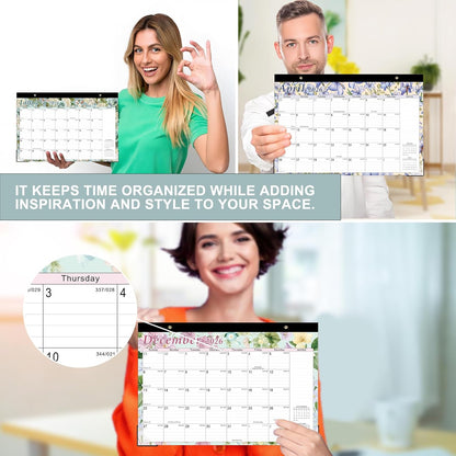 Lbylyhxc Desk Calendar 2026-2027, 18-Month School Year Calendar 2026-2027, January 2026 to June 2027, Large Desktop Calendar Monthly for Teacher with Corner Protectors 17" X 12" (Vintage Flowers Desk Calendar, 17x12 inches)