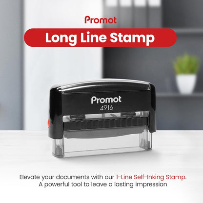 Promot Self Inking 1 Long Line Custom Stamp - Personalized Name Stamp for Office, Teacher, Address & Business Label Stamp - Choose Font, Ink Color, Pad, for Personal & Professional Use