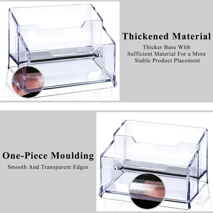 Clear Acrylic Business Card Holder,2 Tier Premium Acrylic Clear Business Card Holder Stand for Desk Fits 100 Business Cards