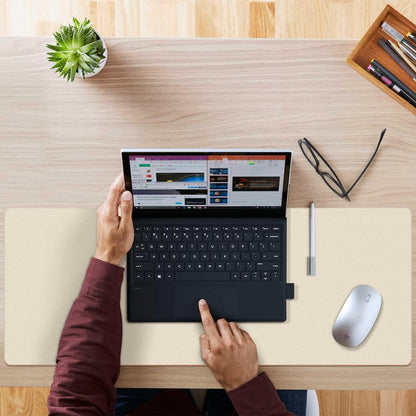 Aothia Double-Sided PU Leather Desk Pad - Non-Slip Large Mouse Pad & Desk Mat for Office, Home - Waterproof, Easy to Clean, Durable Dual-Sided Surface (31.5" x 15.7", Beige)