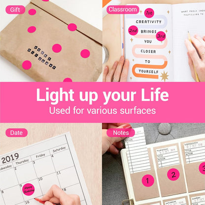 1 Inch Circle Dot Stickers 1000 PCS Color Coding Thermal Labels Dots Writable Printable Small Round Stickers for Office, Classroom, Inventory, Garage, Organizing Storage, Fluorescent Pink