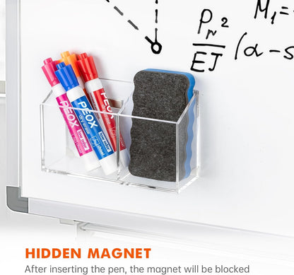 BEYGORM Magnetic Dry Erase Marker Holder for Whiteboard,Non-slip Acrylic Magnet Pen Holder for Fridge Refrigerator,Locker Organizer for Work,Locker Accessories,Pencil Cup for Desk,Marker Organizer