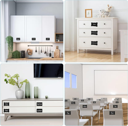 Chalkboard Labels - 300pcs Waterproof Reusable Blackboard Stickers with 2 Free Erasable White Chalk Marker, Mini Decorative Chalk Labels for Jars Containers Kitchen Home Pantry Office