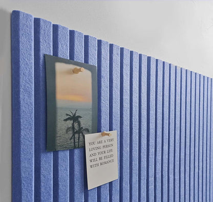 Large Cork Board for Office, 8 Pack Felt Wall Tiles with Slat Wall Paneling and Safe Removable Adhesive Tabs, Felt Bulletin Board Pin Board Cork Boards for Walls (Blue)