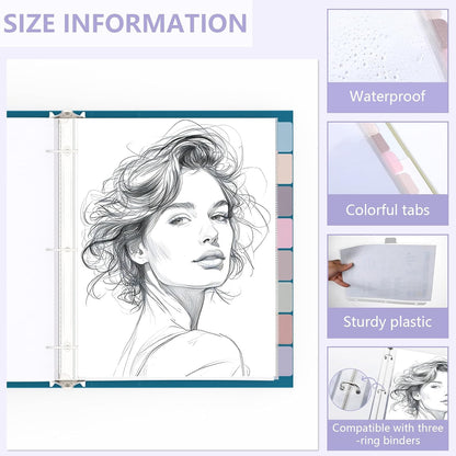 8 Set of 64 Pack Clear Binder Sheet Protectors for 3 Ring Binder Plastic Page Protector with 8 Tabs,Insertable Index Page Divider 8.5x11 Inch(Morandi Colors)