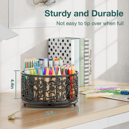 EKNITEY Pencil Holder for Desk - Cute Rotating Pen Organizer Caddy Desktop Storage Stationery Supplies for Office Home Classroom School