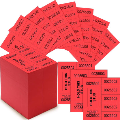 Kosiz 1000 Sheets 5 Bid Raffle Ticket Sheets Chinese Auction Tickets Numbers for Basket Events and Silent Auctions (Red)