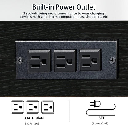 Natwind Large Printer Stand,24''x20''x29''Printer Table with Adjustable Storage Shelf,3 Tier Rolling Printer Cart with Wheels,Home Office Multifunctional Shelves for Heat Press,3D Printer (Black)