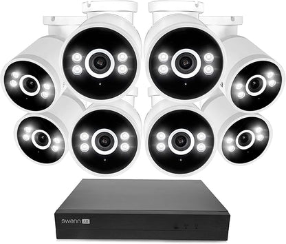 Swann AdvancedX Wired NVR 4K Security Camera System, 8 Channels, 8 PoE Cameras Outdoor, 1TB HDD Storage, Color Night Vision, Smart AI Video Analytics/Alerts, Advanced Motion Detection, 24/7 Recording