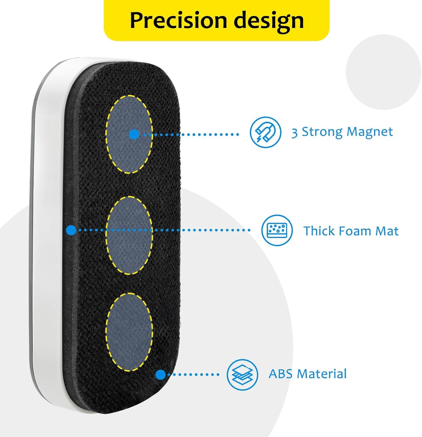 maxtek Magnetic Dry Erase Eraser, Glass Board Erasers, 4 Pack, Whiteboard Eraser for Dry Erase Board, Glass Board, Calendar Board, Office and School Supplies (Gray)