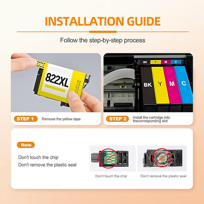 Remanufactured Ink Cartridges Replacement for Epson 822 822XL Ink Cartridges for Workforce Pro WF-3823 WF-4833 WF-4830 WF-4820 (2Black)