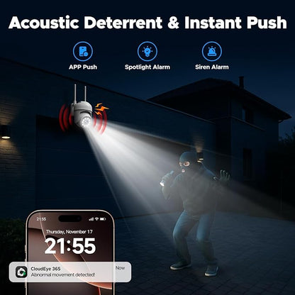 Camcamp Wireless Security Camera System, Motion Detection, Audible and Visual Alarms and Full Color Night Vision. Plug-in Power Supply, 7/24 Hour Camera System (1-Pcs Without NVR Systems)