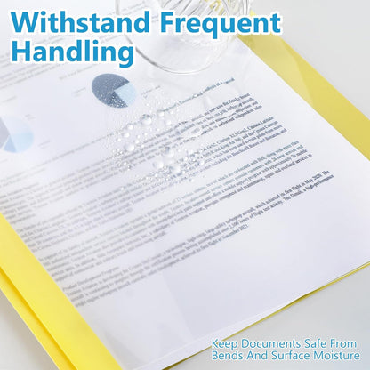 48 Pack Plastic Report Covers with 3 Prongs Presentation Folders Bulk, 100 Sheet Capacity, Clear Front Report Covers for Presentation Document Paper School Office Supplies (Yellow)