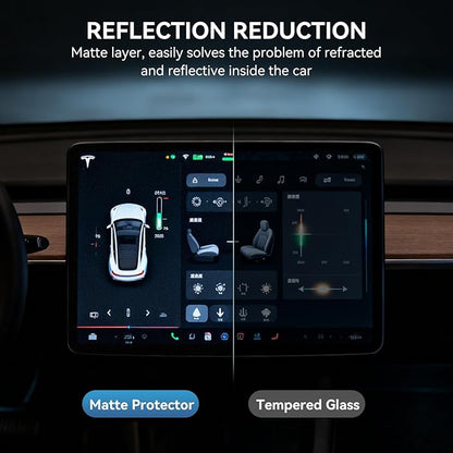 OZPYKAE 2 Pcs/Set Screen Protector for Tesla Model Y Juniper & Model 3 (2024~2026),15.4 Inch No Glare & Fingerprint Matte Tempered Glass Protector for Model 3 /New Model Y Juniper Accessories With Installed Kit