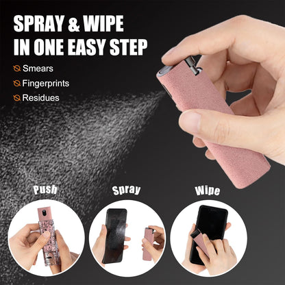 walrfid 2pcs Car Screen Cleaner, Computer Screen Cleaner Spray and Wipe, Laptop Cleaning Mist Kit for Electronic iPad, iPhone, Phone, MacBook, TV, Monitor, Tablet Display, with Graffiti Case, Pink