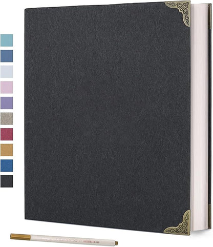 Vienrose Photo Album Self Adhesive 40 Pages Hardcover with DIY Scrapbooking Kit 3 Rings Paper Scrapbook for Lover Friends Kids Wedding Black