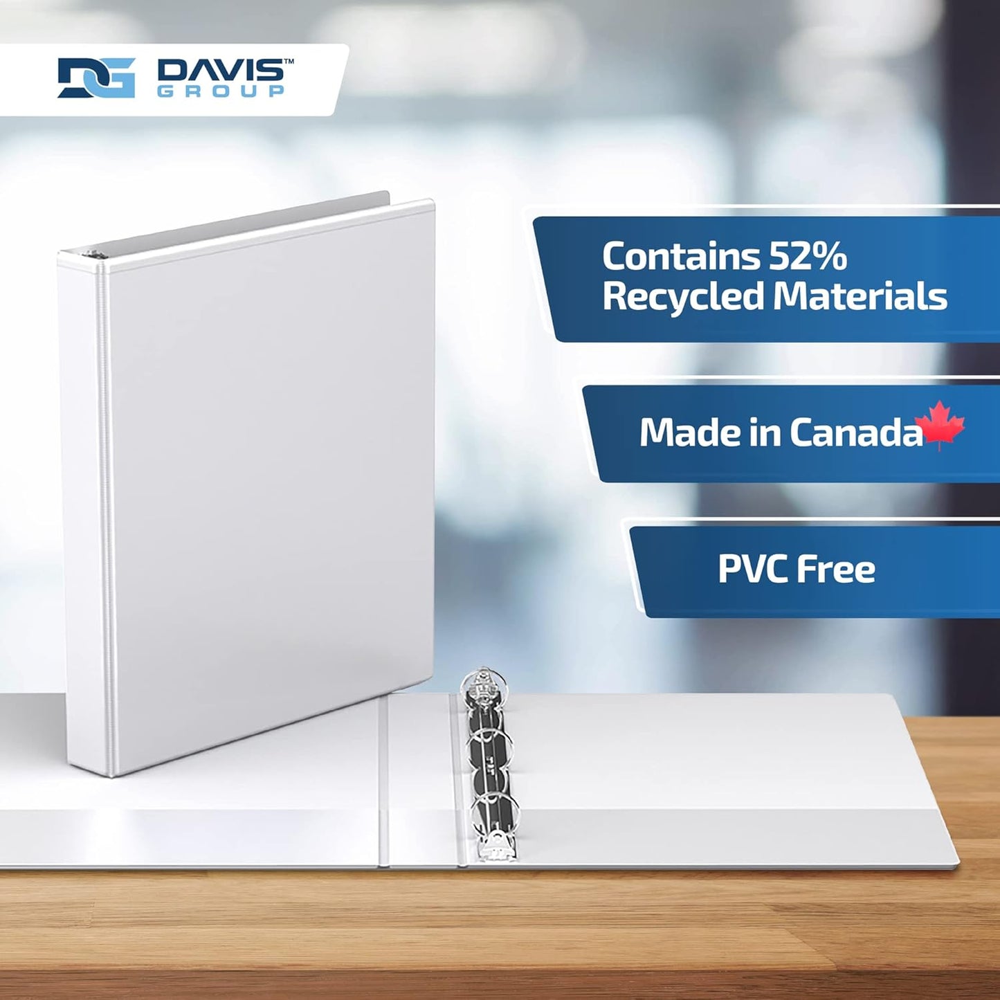 Easyview Premium 3-Ring Binders with Clear-View Covers and Round Rings, Binders for School or Office, 1 Inch, Pack of 6, White