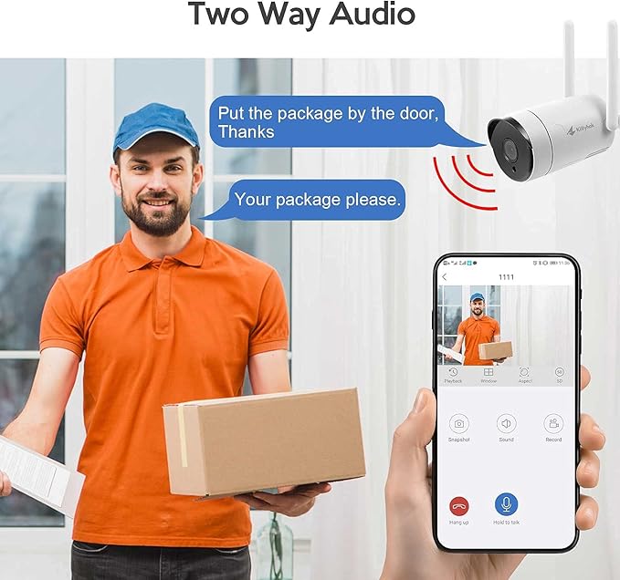 Kittyhok 3MP All-in-one Wireless Security Camera System with 12'' Monitor, 6pcs Outdoor WiFi Security Cameras with Dual Antenna, 1TB HDD, 2-Way Audio, Motion Detection, Waterproof, Night Vision