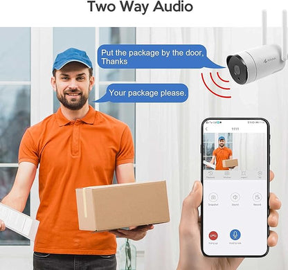 Kittyhok 3MP All-in-one Wireless Security Camera System with 12'' Monitor, 6pcs Outdoor WiFi Security Cameras with Dual Antenna, 1TB HDD, 2-Way Audio, Motion Detection, Waterproof, Night Vision