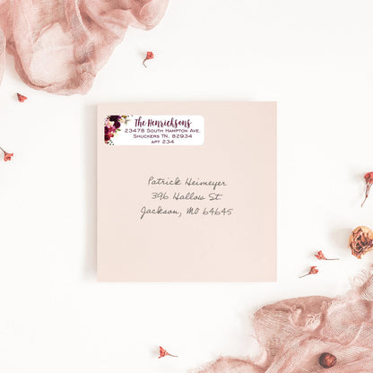 Fall Floral Rolled Address Labels / 250 Personalized Return Address Labels/Designer Address Stickers in Elegant Plastic Dispenser