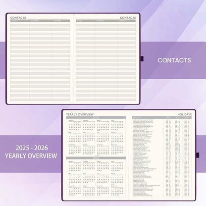 2025-2026 Planner - Academic Planner 2025-2026, July 2025 - June 2026, Planner Daily Weekly and Monthly, 8.5" x 11", Pen Holder, Calendar Stickers, Pocket, 25 Notes Pages, Faux Leather Cover