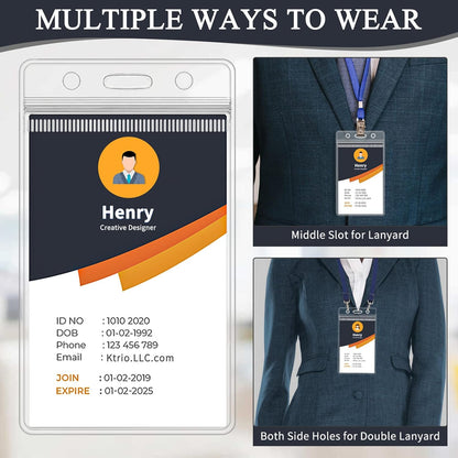 200 Pack ID Badge Holder - Vertical Badge Holder, 2.25" x 3.5" Clear Cards Holders for Lanyard, Plastic Sealable Waterproof, Name Tag Holder for Nurses, Office and School