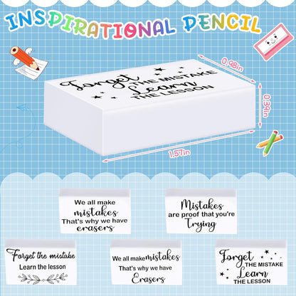 Nezyo 100 Pcs Inspirational Erasers Bulk for Kids Back to School Gifts Fun Erasers Motivational Reward Supplies for Classrooms Students Teachers Office Supplies(White)