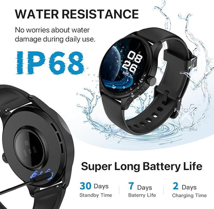 Smart Watch, HD Smartwatch for Men Women (Answer/Make Calls), Fitness Watch with 100+ Sport Modes, IP68 Waterproof/Heart Rate/Sleep Monitor, Activity Trackers for iOS/Android