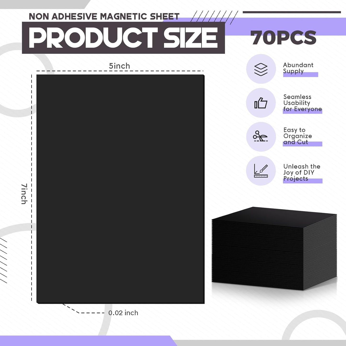 70 Pcs Non Adhesive Magnetic Sheet 5 x 7 Inch for Die Storage Flexible Magnetic Sheets Plain Sheet for Arts and Crafts Scrapbooking DIY Photography, Easy to Cut and Organize