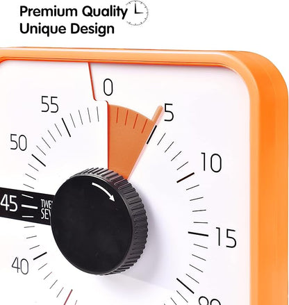 TWENTY5 SEVEN Countdown Timer 7.5 inch; 60 Minute 1 Hour Visual Timer – Classroom Teaching Tool Office Meeting, Mechanical Countdown Clock for Kids Exam Time Management Magnetic, Orange