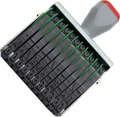 ZENG 11 Line Changeable Numbers 0-9 & Symbol Rubber Stamp, Fit for Date,Business Office & School Supplies, Imprint Size 68 x 7 mm, Multicolor