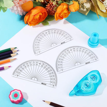 Zonon 100 Pcs 4 Inch Clear Plastic Protractor Bulk Math Protractors Set 180 Degrees Geometry Drafting Tools for Classroom Industry Office Back to School Supplies